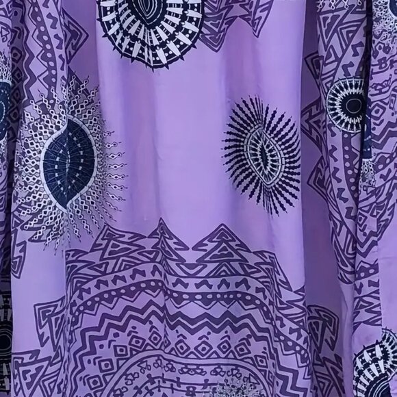 7X 6X 5X 4X Plus Size Tile Print Eyelet Embroidered Casual Tank Midi Dress - Picture 3 of 3